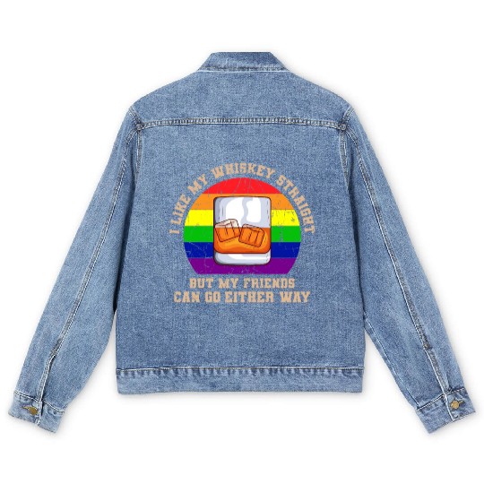 I Like My Whiskey Straight LGBTQ Pride Month Men's Denim Jackets