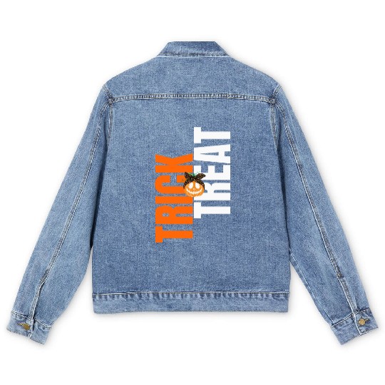 trick or treat Typography Saying Men's Denim Jackets