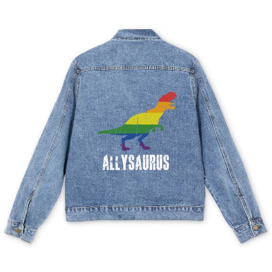Allysaurus Ally Pride Gay Pride LGBT Allysaurus Men's Denim Jackets