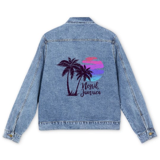 Negril Jamaica Beach Lover Spring Break Cruise Vac Men's Denim Jackets