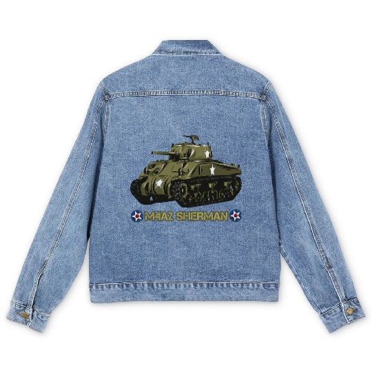 World War 2 American Tank M4A2 Sherman Men's Denim Jackets