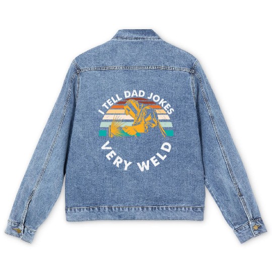 I Tell Dad Jokes Very Weld Welding Retro Men's Denim Jackets