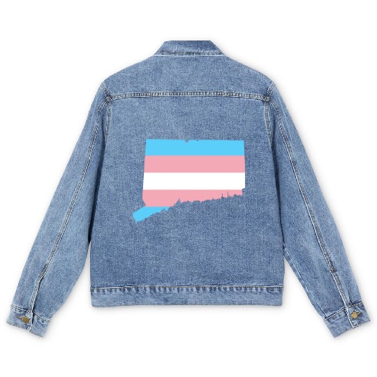 Trans Flag Connecticut LGBT Pride Support Men's Denim Jackets