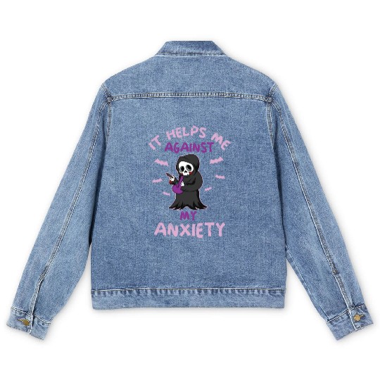 Against My Anxiety Smoking Marijuana Weed Men's Denim Jackets