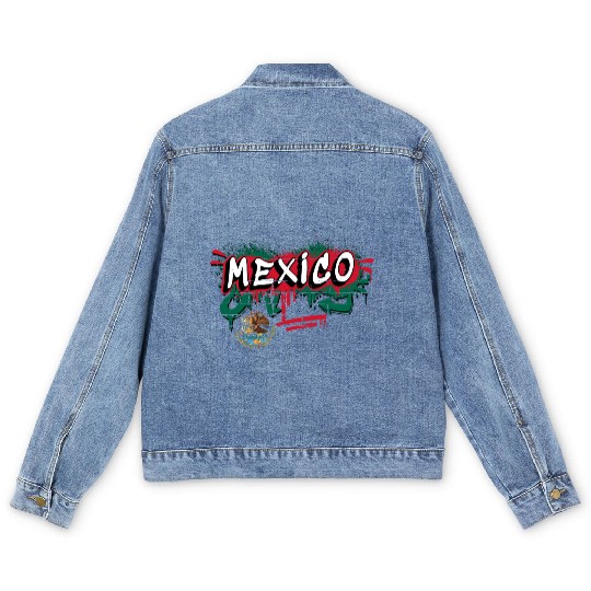 Mexico flag graffiti design Men's Denim Jackets