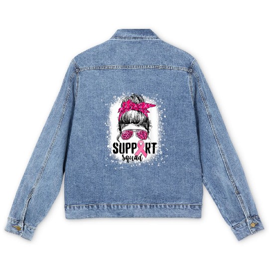 Wear It Pink ,Support Squad, Breast Cancer Support Men's Denim Jackets