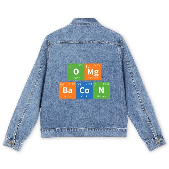 OMG Bacon Science Periodic Table Men's Denim Jackets