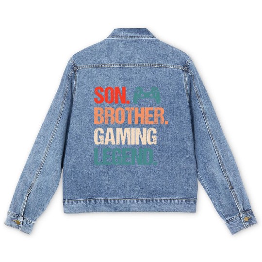 Son brother gaming legend gamer gift boy Men's Denim Jackets