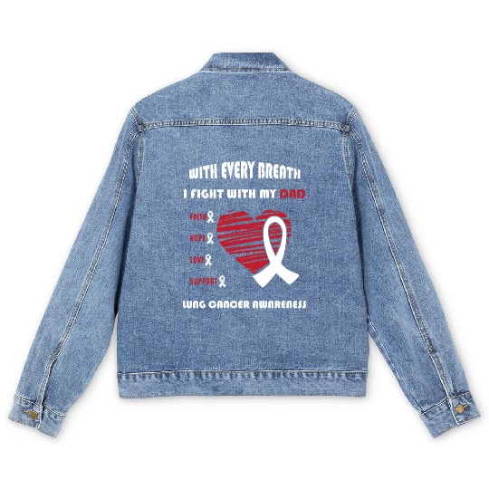 Faith Hope Love Support Squad Lung Cancer Dad Men's Denim Jackets
