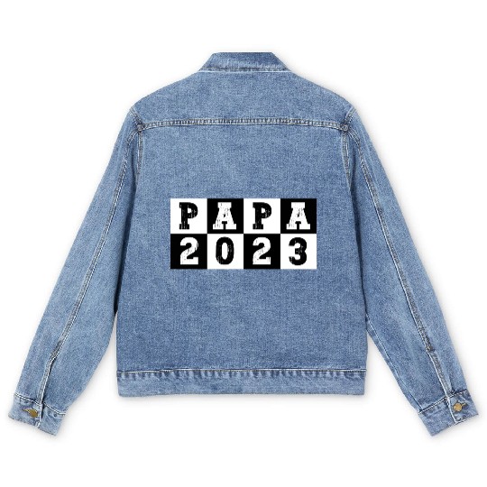 Papa 2023 Vintage Checkerboard for New Dad Men's Denim Jackets