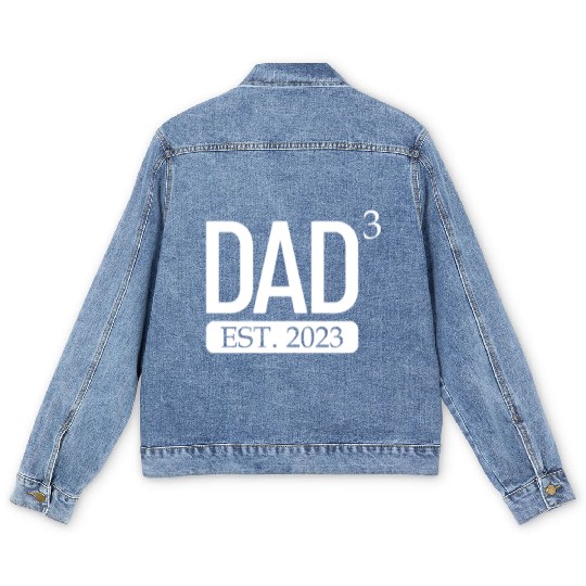 Dad Cubed Est. 2023 Father Of 3 Father's Day Men's Men's Denim Jackets