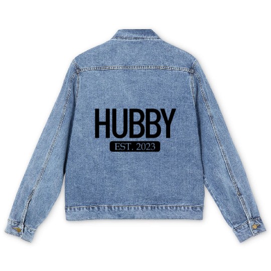 Hubby Est. 2023 Matching Couple Newlywed Marriedma Men's Denim Jackets