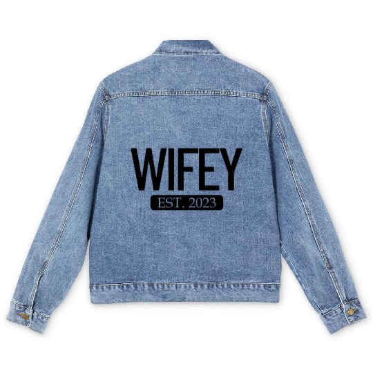Wifey Est. 2023 Matching Couple Newlywed Marriedwi Men's Denim Jackets