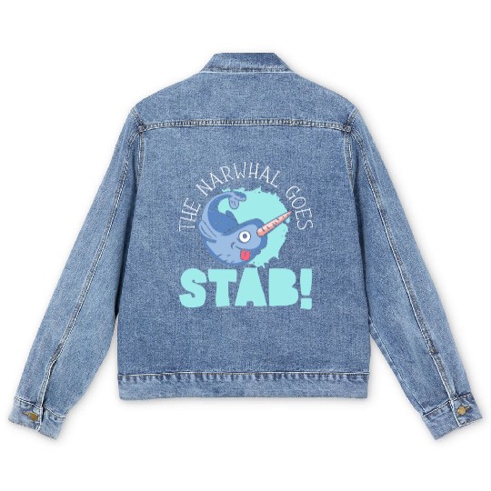 The Narwhal Goes Stab Unicorn Of The Sea Narwhale Men's Denim Jackets
