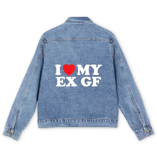 Funny I Heart My Ex GF I Love My Ex Girlfriend Men's Denim Jackets