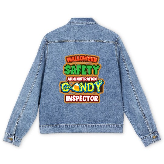 Halloween Costume Halloween Safety Candy Inspector Men's Denim Jackets