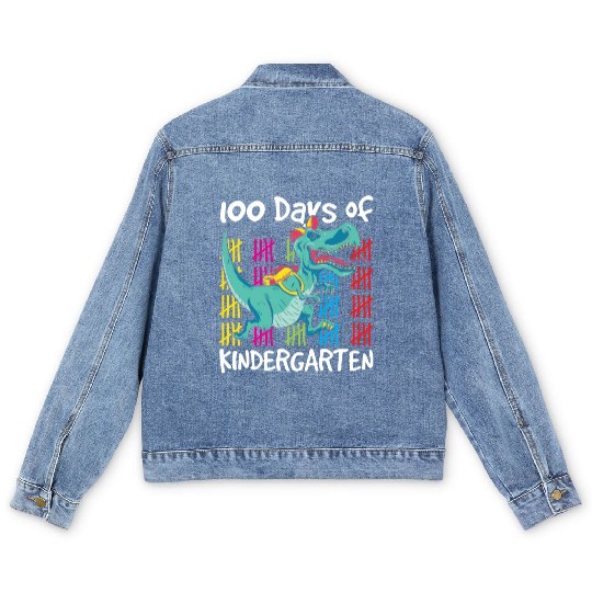 100 Days Of Kindergarten Sweet Cute Sayings Team Men's Denim Jackets