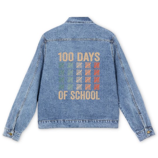 100 Days Of School Sweet Team Cute Sayings Men's Denim Jackets