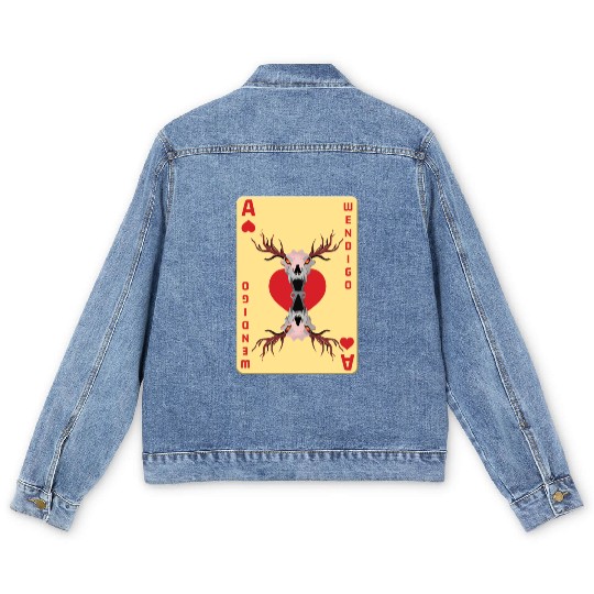 Folk Creature Card Wendigo Halloween Cryptid Men's Denim Jackets