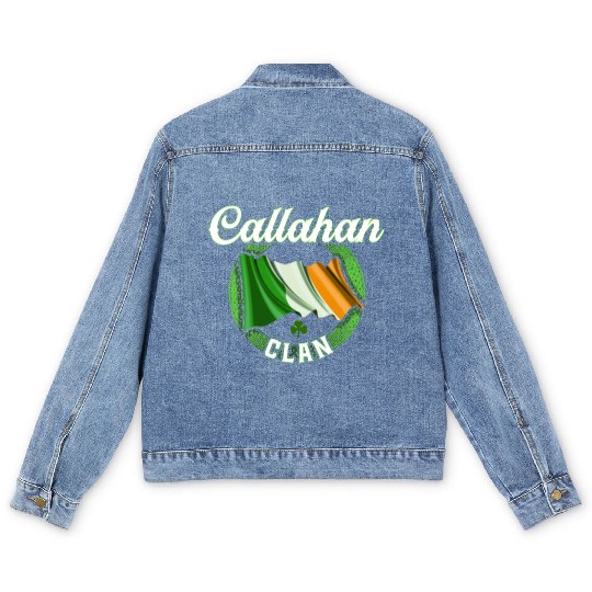 Callahan Surname Irish Last Name Ireland Flag Men's Denim Jackets