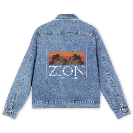 Retro Zion National Park US Vintage Utah Adventure Men's Denim Jackets