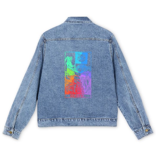 Death Tarot Card Psychic Occult Pagan Witch Rainbo Men's Denim Jackets