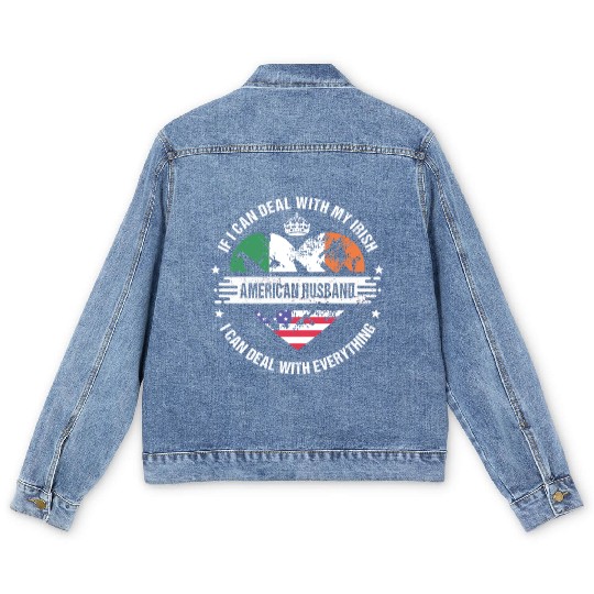 Ireland American Husband Heritage Flags Men's Denim Jackets