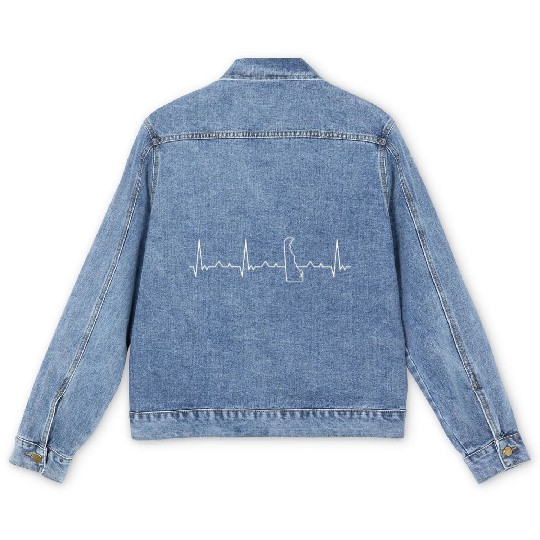 Delaware State USA. Heart. Love. EKG. Pulse. Beat. Men's Denim Jackets