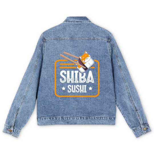 Shiba Sushi Japanese Foodie I Love Sushi Eater Men's Denim Jackets