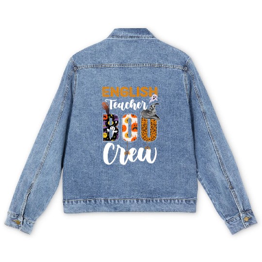 English Teacher Boo Crew Halloween Matching Men's Denim Jackets