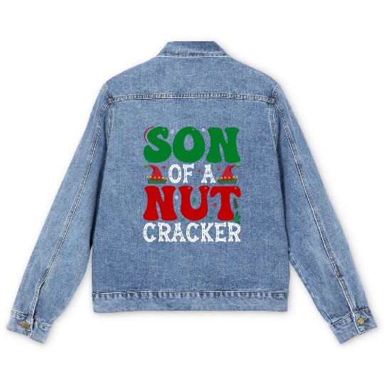 Son of a nut cracker Funny Christmas Men's Denim Jackets