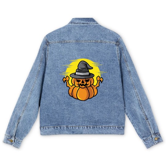 Scary Pumpkin Fantasy Lover Gift Men's Denim Jackets