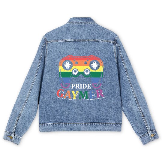 Pride Gaymer LGBT Gay Gamer Rainbow Pride Flag Men's Denim Jackets