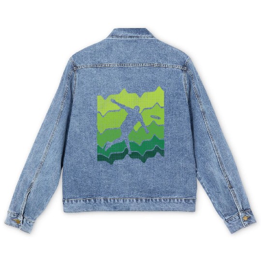 Disc Golfer Graphic Flying Disc Golf Men's Denim Jackets