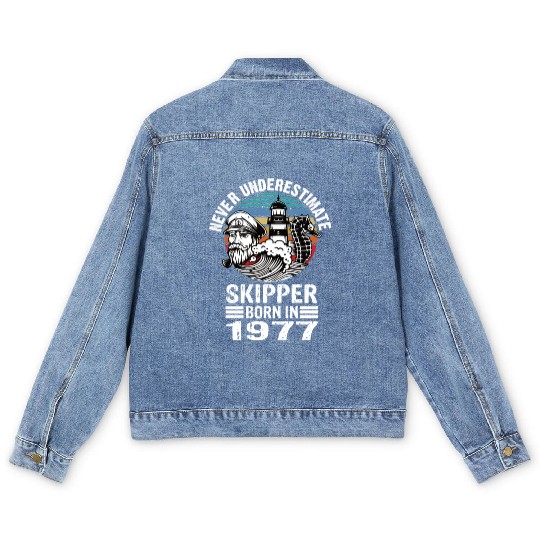 Never Underestimate Skipper Born In 1977 Men's Denim Jackets