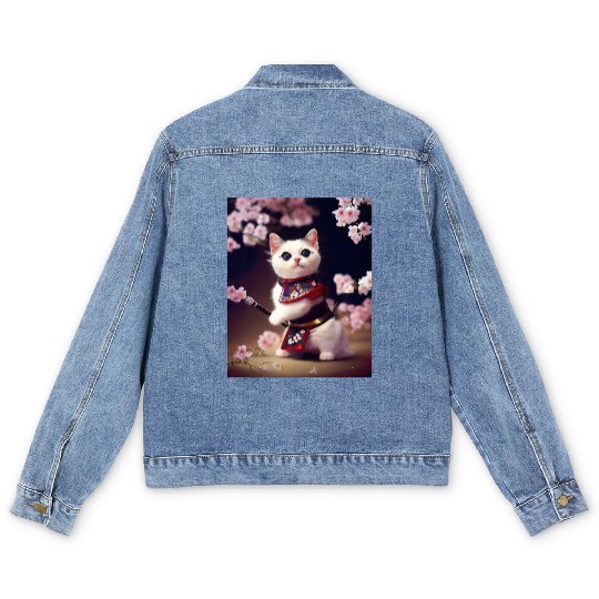 Samurai Cat Men's Denim Jackets