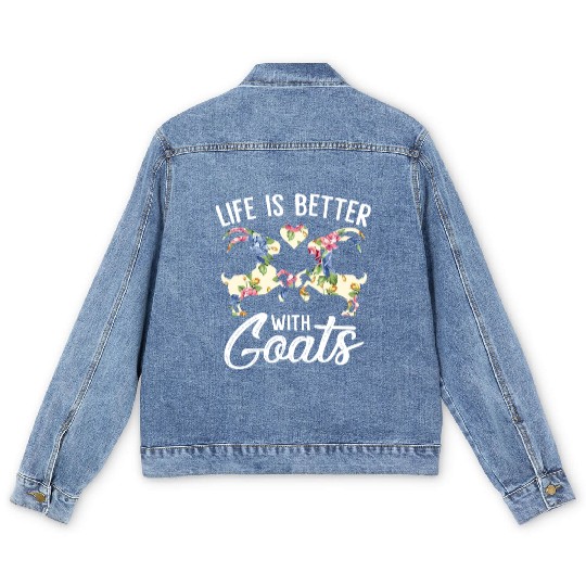 Life Is Better With Goats Funny Goat Lover Women Men's Denim Jackets