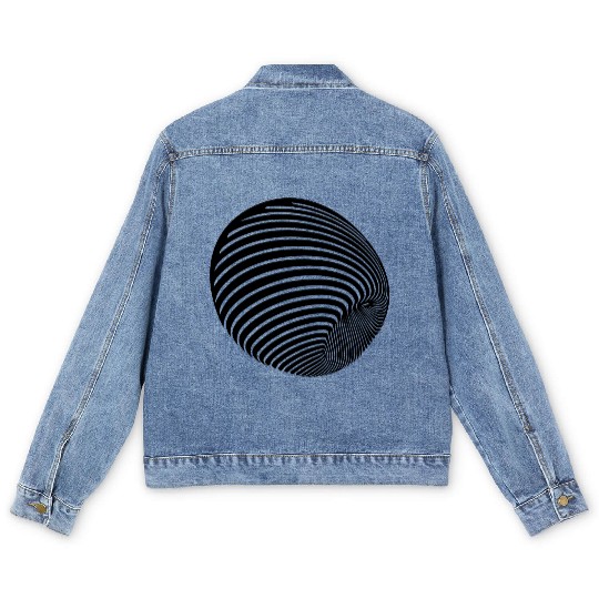 Geometric Ball Roll With Stripes Men's Denim Jackets