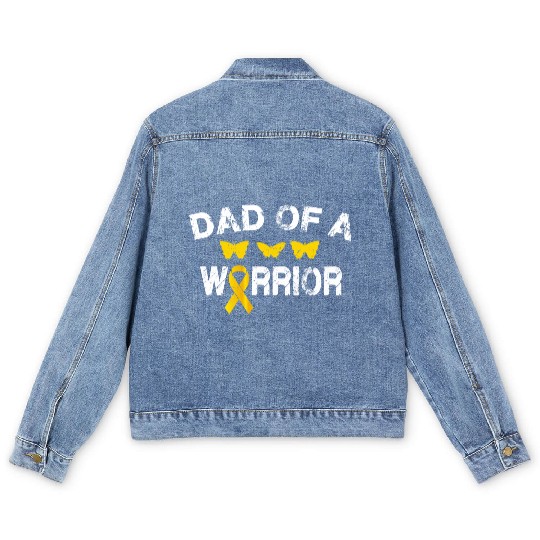 dad Of A Warrior Childhood Cancer Awareness Suppor Men's Denim Jackets