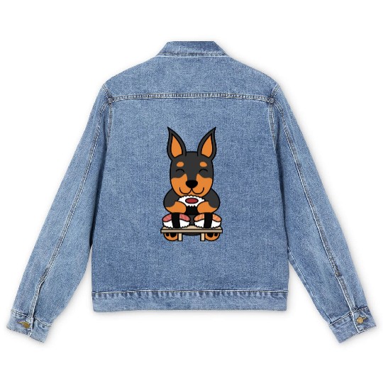 Sushi Lover Doberman Men's Denim Jackets