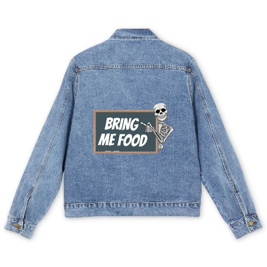 Bring Me Food Please, Blackboard Skeleton Teacher Men's Denim Jackets