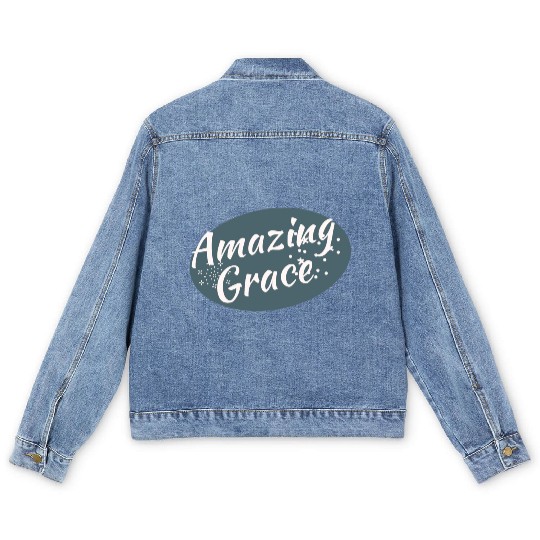 Amazing Grace Christian design Men's Denim Jackets