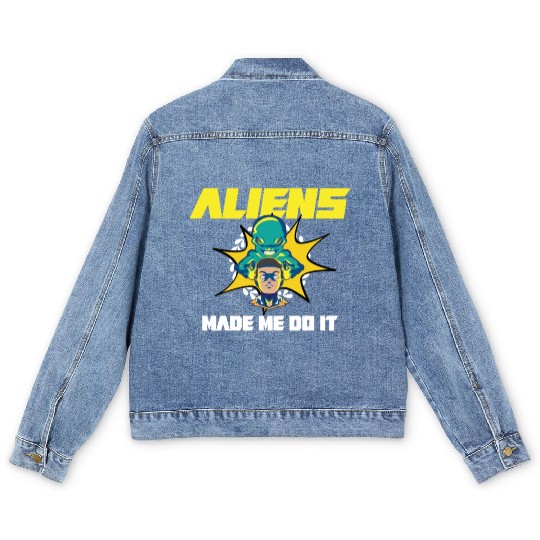Alien Extraterrestrial Area 51 UFO Space Geek Gift Men's Denim Jackets