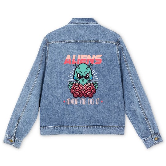 Alien Extraterrestrial Area 51 UFO Space Geek Gift Men's Denim Jackets