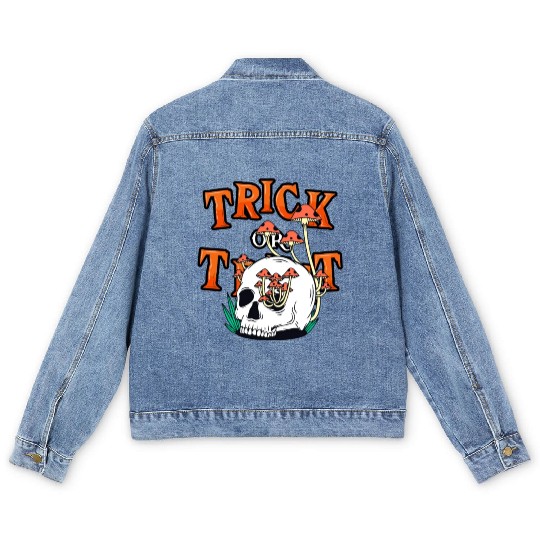 Trick or Treat People With Kindness Skeleton Hallo Men's Denim Jackets