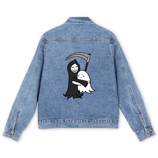 Grim Reaper & Ghost Hug | Friendship | Azrael Men's Denim Jackets