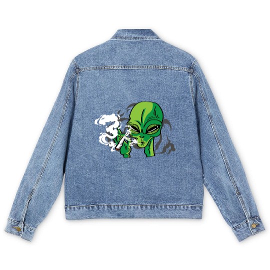 Alien Smoking Gangster Gift Men's Denim Jackets