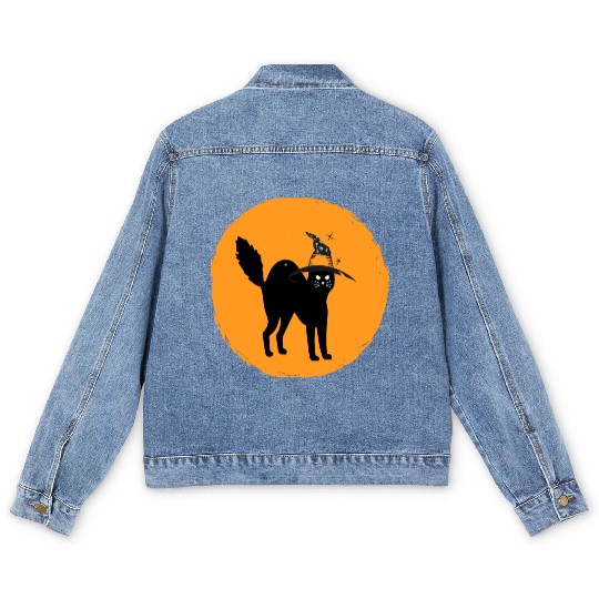 black cat best Halloween scary Men's Denim Jackets for Women