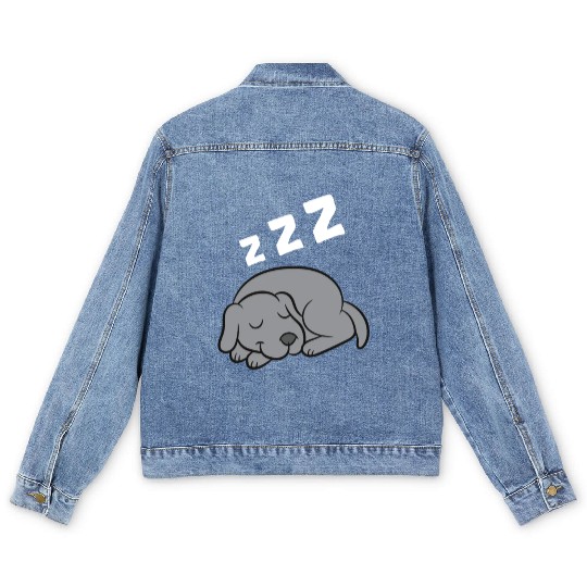 Weimaraner Dog Sleeping Pajama Sleeping Men's Denim Jackets