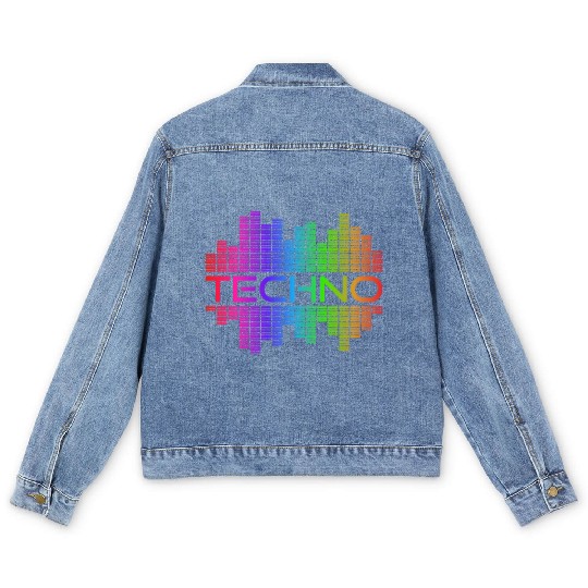 Techno Music Rainbow Spectrum Hard Dark Acid Men's Denim Jackets
